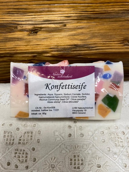 Konfettiseife, Glycerinbasis, ca 100g